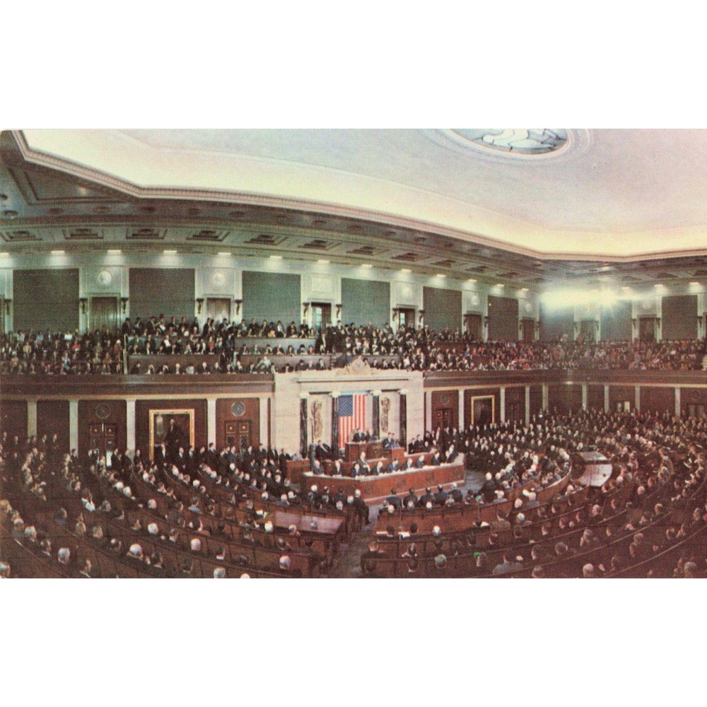 Vintage Joint Session of Congress Postcard JFK State of the Union U.S. Capitol